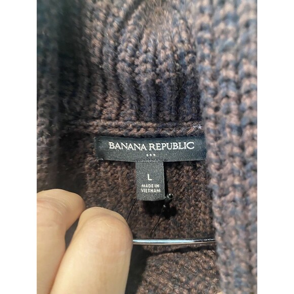 Banana Republic Men’s Marled Shawl Collar Sweater Size L Roasted Cocao NWT - Picture 6 of 9